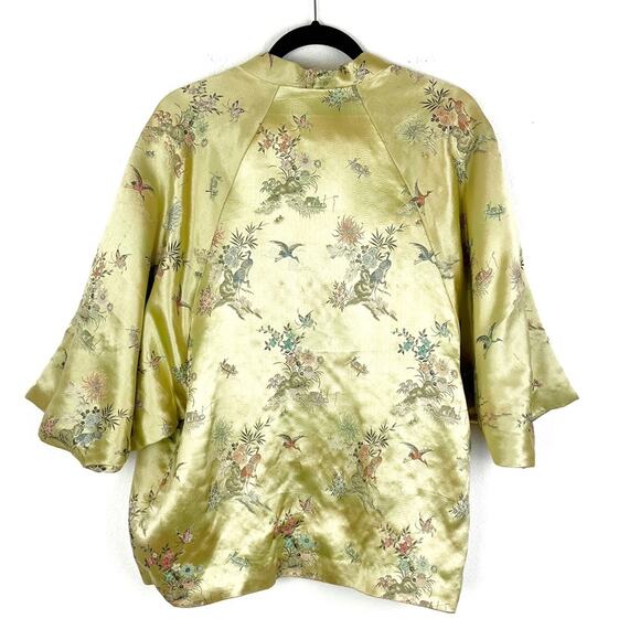 Vintage Evening Jacket Asian Floral Brocade Overlay Raglan Sleeve - Picture 5 of 9